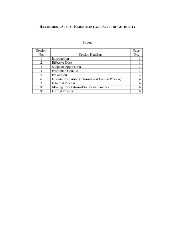 Prohibition of Harassment, Sexual Harassment, Abuse of Authority and Discrimination