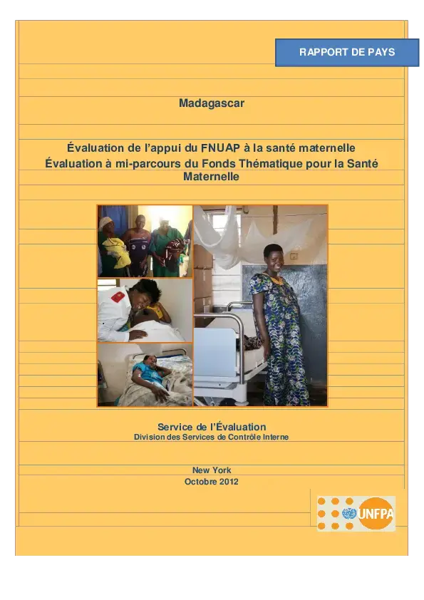 UNFPA Support to Maternal Health. Madagascar Country Case Study