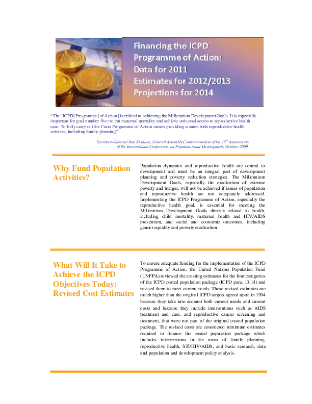 Financing the ICPD Programme of Action 2013