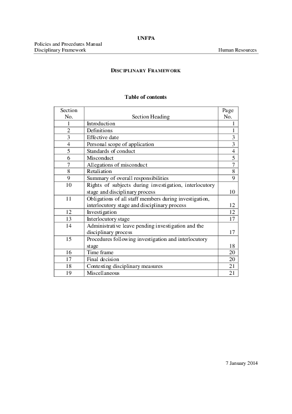 Disciplinary Framework 