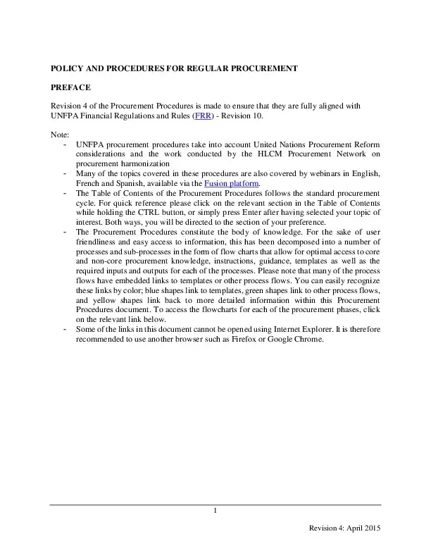 Policy and Procedures for Regular Procurement