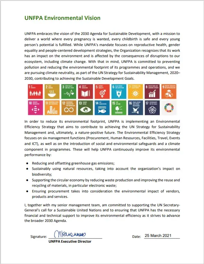 Resource cover image of UNFPA environmental vision document
