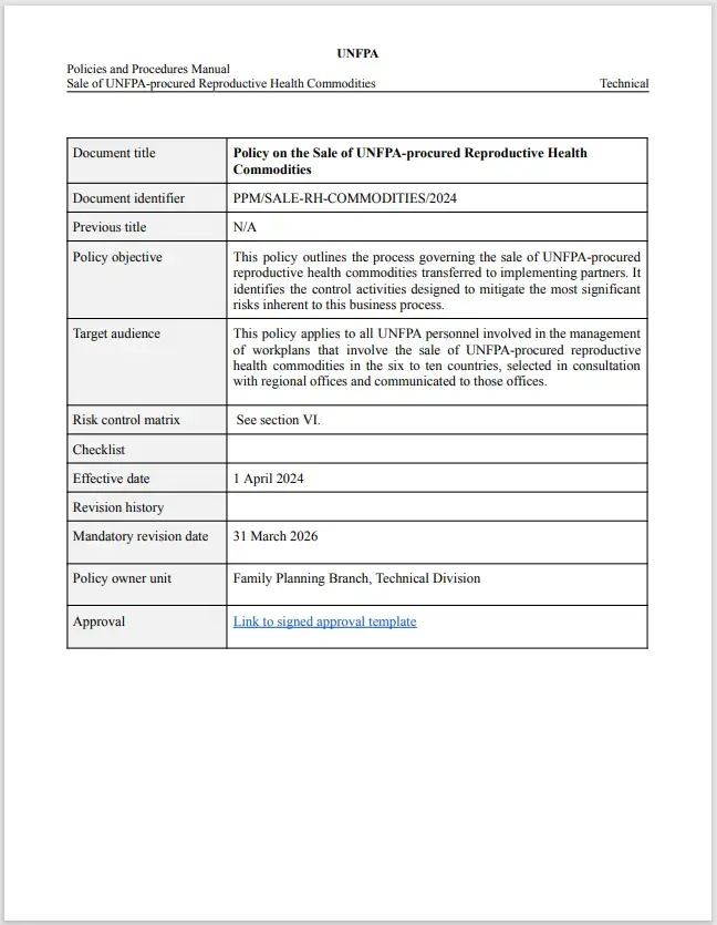 Resource cover image showing policy cover page