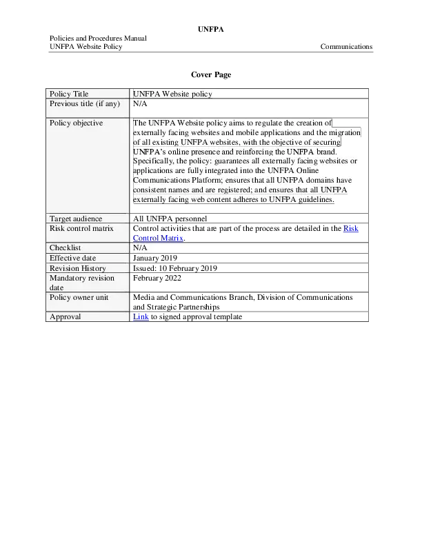 UNFPA Website Policy