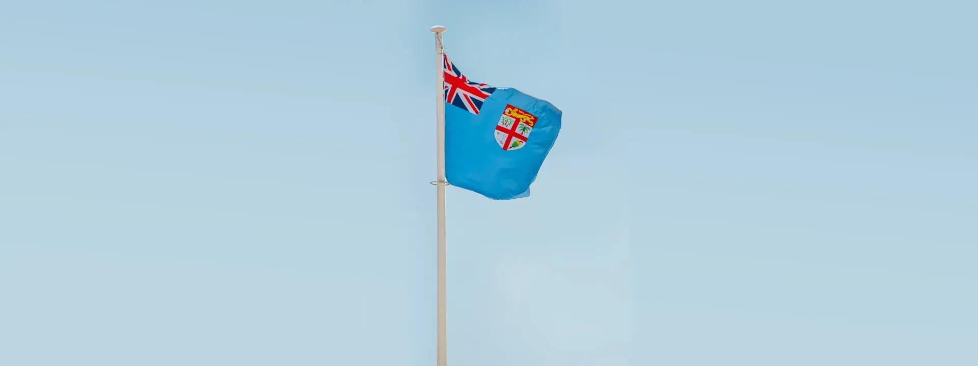 Fiji National Flag Swaying by the Wind