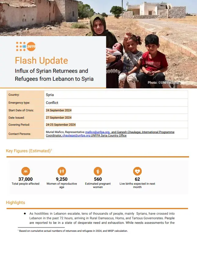 Flash Update on the Influx of Syrian Returnees and Refugees from Lebanon to…