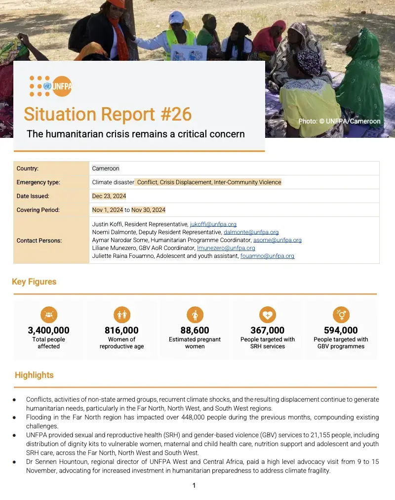 Cameroon Situation Report #26 - November 2024