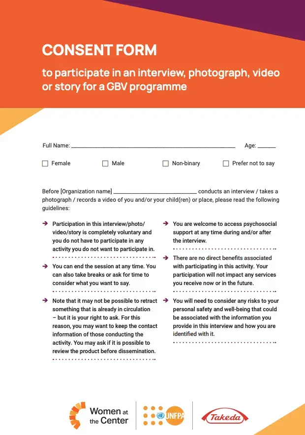 Consent form to participate in an interview, photograph, video or story for a…