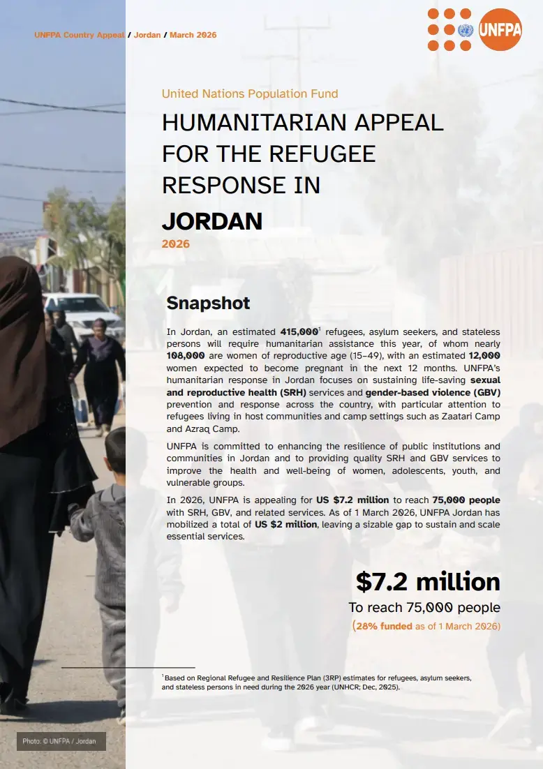 UNFPA Humanitarian Appeal for the Refugee Response in Jordan (2026)