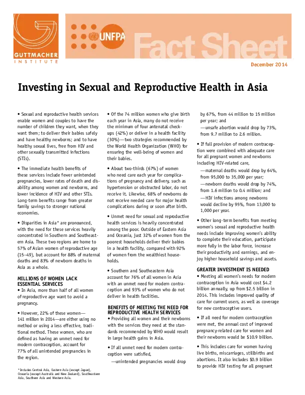 Adding It Up 2014: Asia Fact Sheet