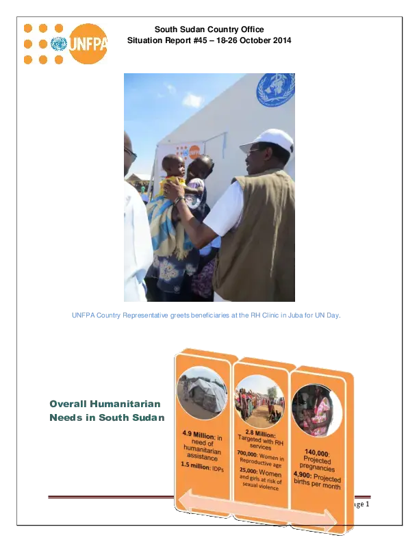 South Sudan Country Office Situation Report #45 – 18-26 October 2014