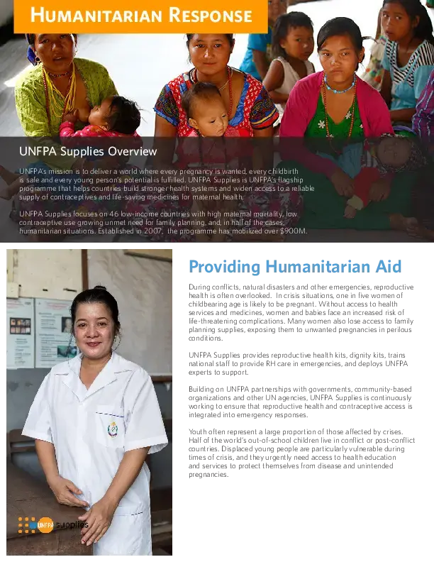 UNFPA Supplies 2015: Humanitarian Response