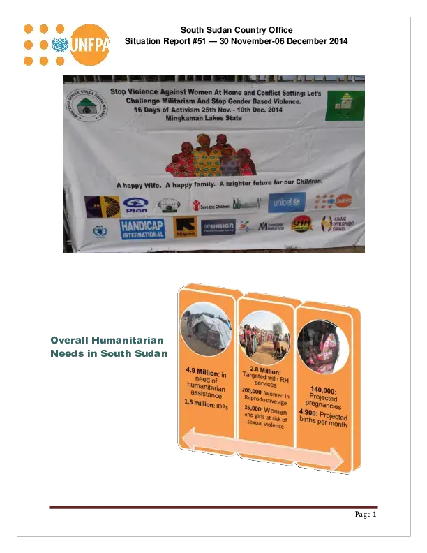 South Sudan Country Office Situation Report #51 – 30 November-06 December 2014 