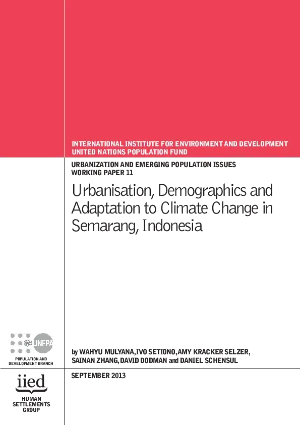 Urbanisation, Demographics and Adaptation to Climate Change in Semarang,…