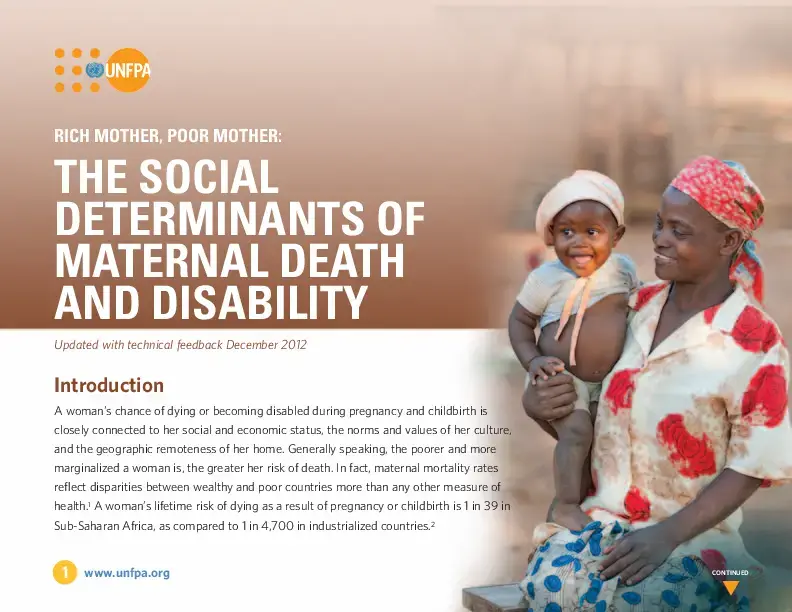 The Social Determinants of Maternal Death and Disability