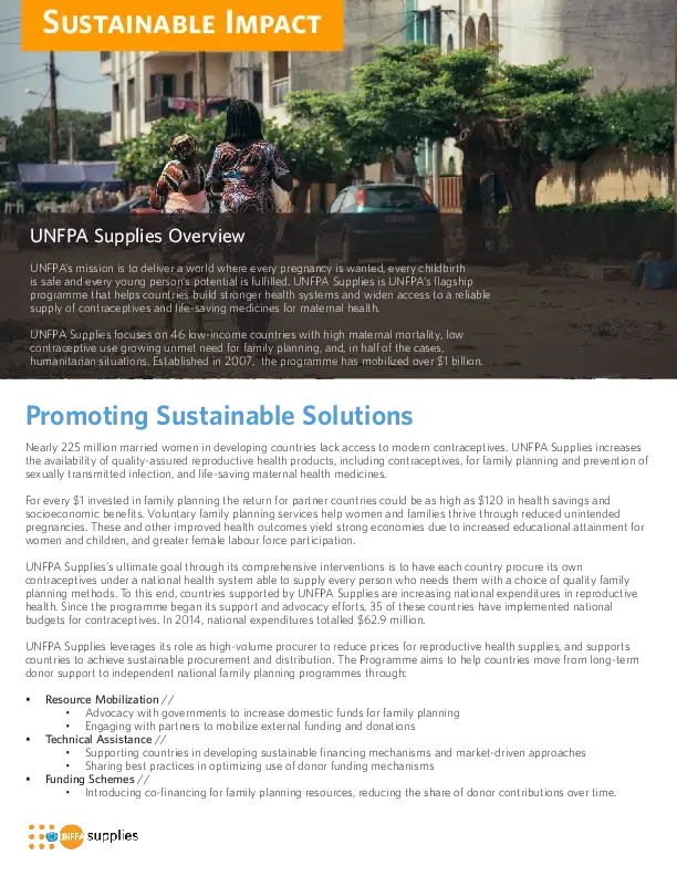 UNFPA Supplies 2015: Sustainable Impact