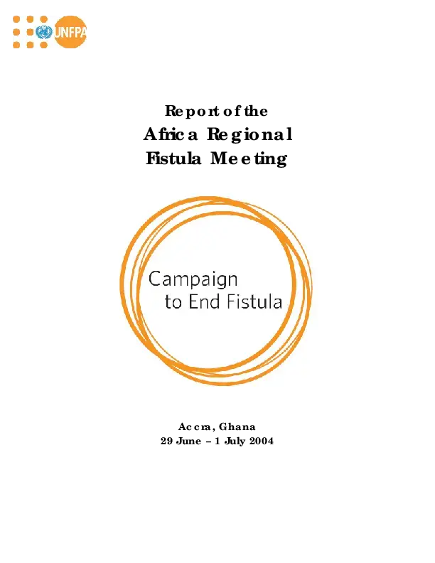 Report of the Africa Regional Fistula Meeting
