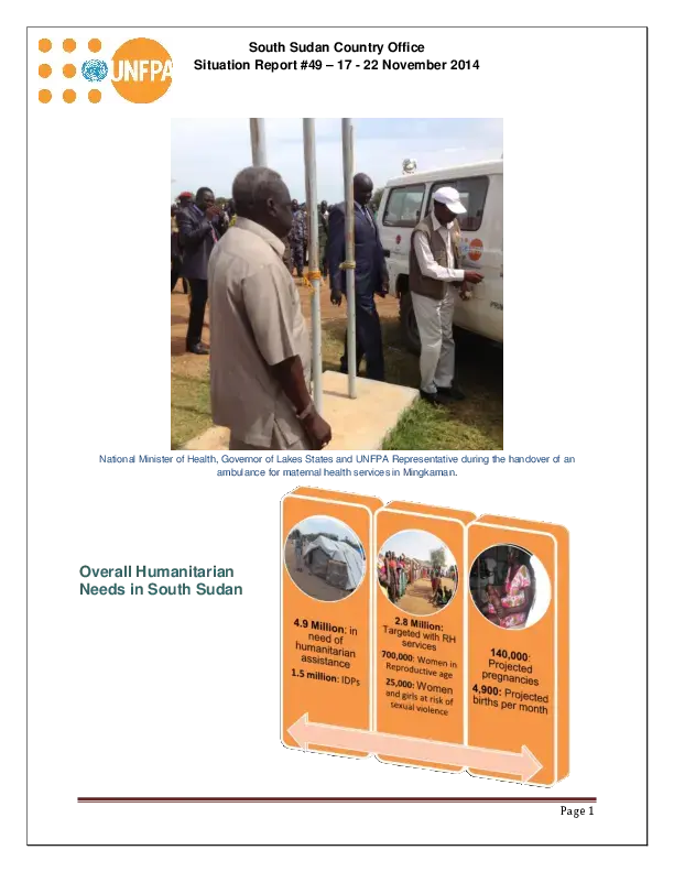 South Sudan Country Office Situation Report #49 – 17 - 22 November 2014