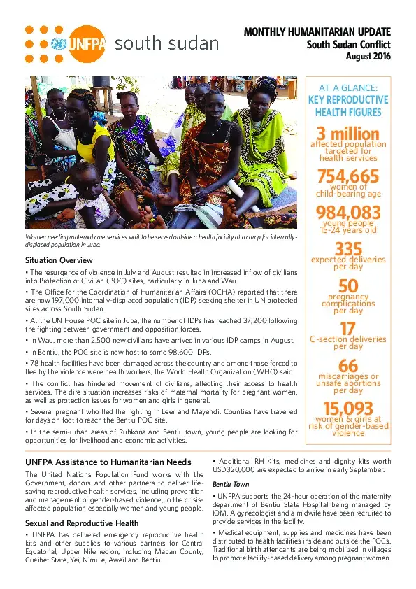 South Sudan Humanitarian Update - August 2016