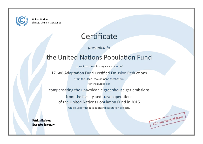 Certificate Offsets UNFPA 2015