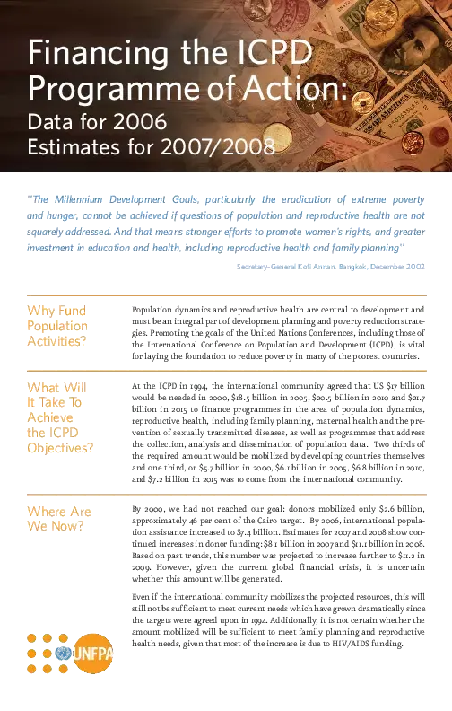 Financing the ICPD Programme of Action 2008