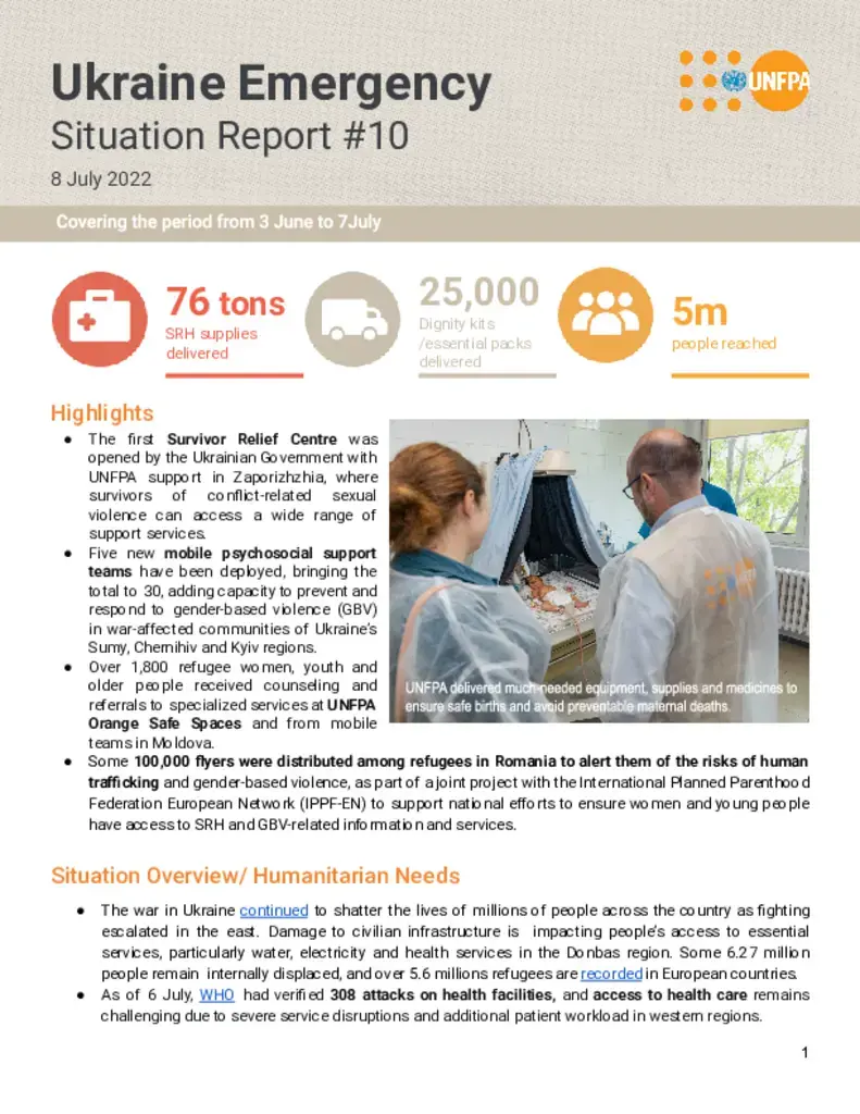 Ukraine Emergency Situation Report #10 - 8 July 2022