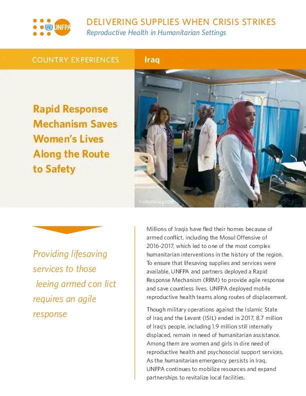 Iraq: Rapid Response Mechanism Saves Women’s Lives Along the Route to Safety