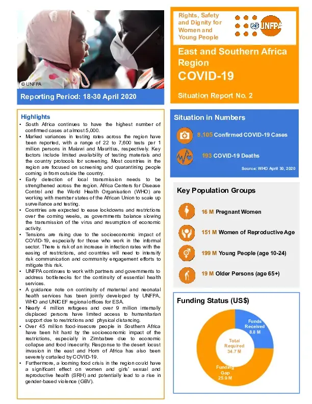 COVID-19 Situation Report No. 2 for UNFPA Eastern and Southern Africa