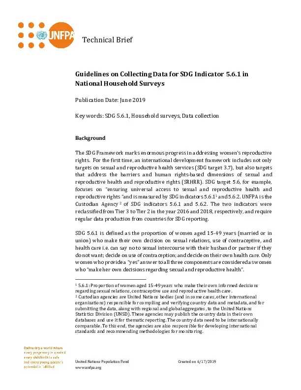 Guidelines on Collecting Data for SDG Indicator 5.6.1 in National Household…