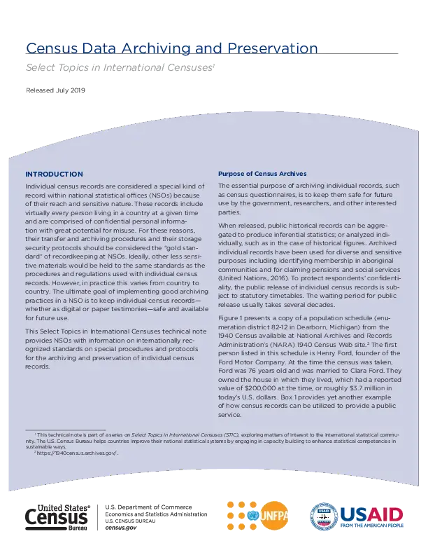 Census Data Archiving and Preservation
