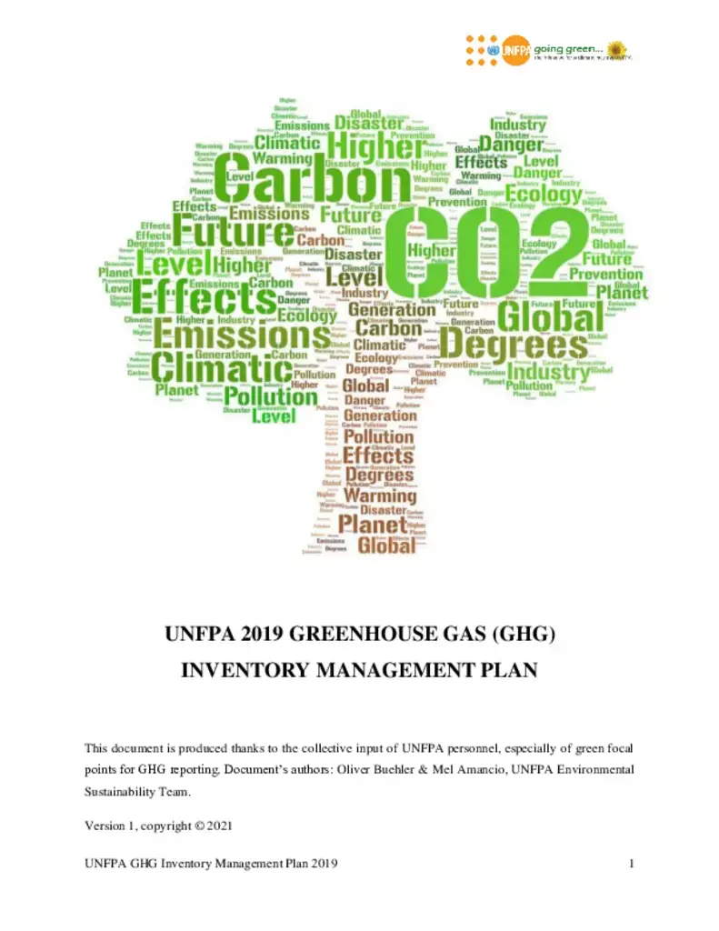 UNFPA 2019 Greenhouse Gas (GHG) Inventory Management Plan