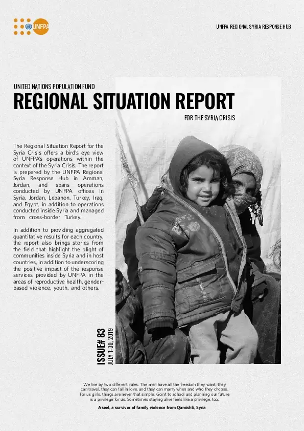 Regional Situation Report for Syria Crisis #83 July 2019