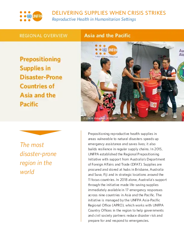 Prepositioning Supplies in Disaster-Prone Countries of Asia and the Pacific