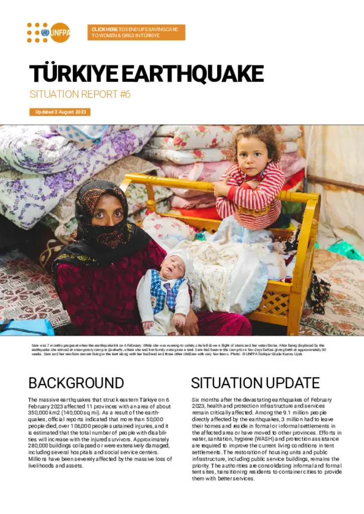 Türkiye Earthquake Situation Report #6 - 03 August 2023
