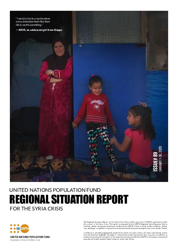 Regional Situation Report for Syria Crisis #89 January 2020