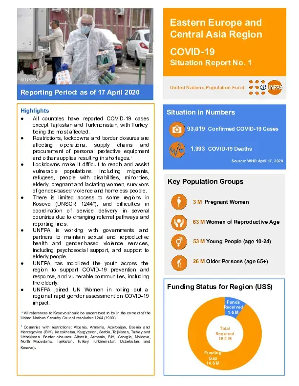 COVID-19 Situation Report No. 1 for UNFPA Eastern Europe and Central Asia 