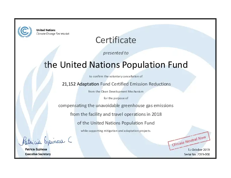 Climate Neutral Certificate 2018