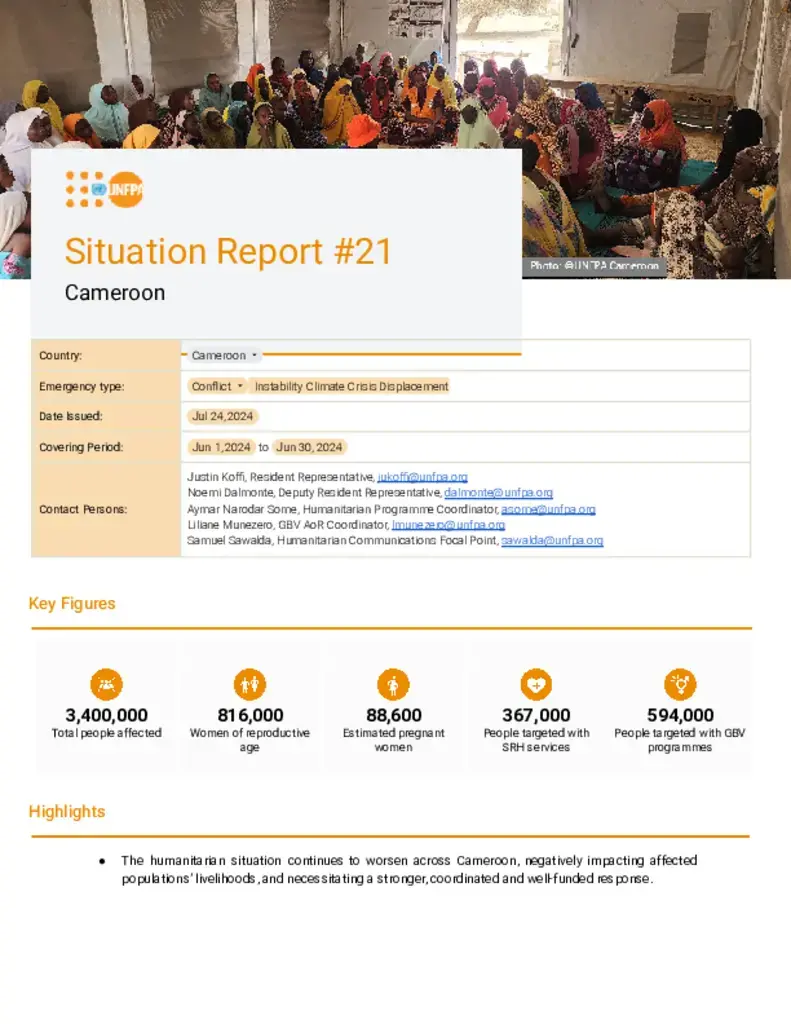 UNFPA Cameroon Humanitarian Situation Report #21