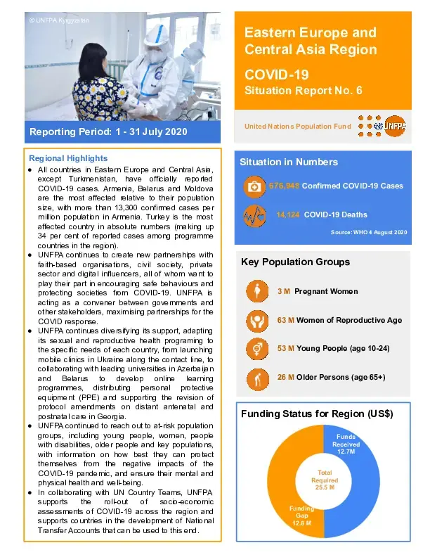 COVID-19 Situation Report No. 6 for UNFPA Eastern Europe and Central Asia