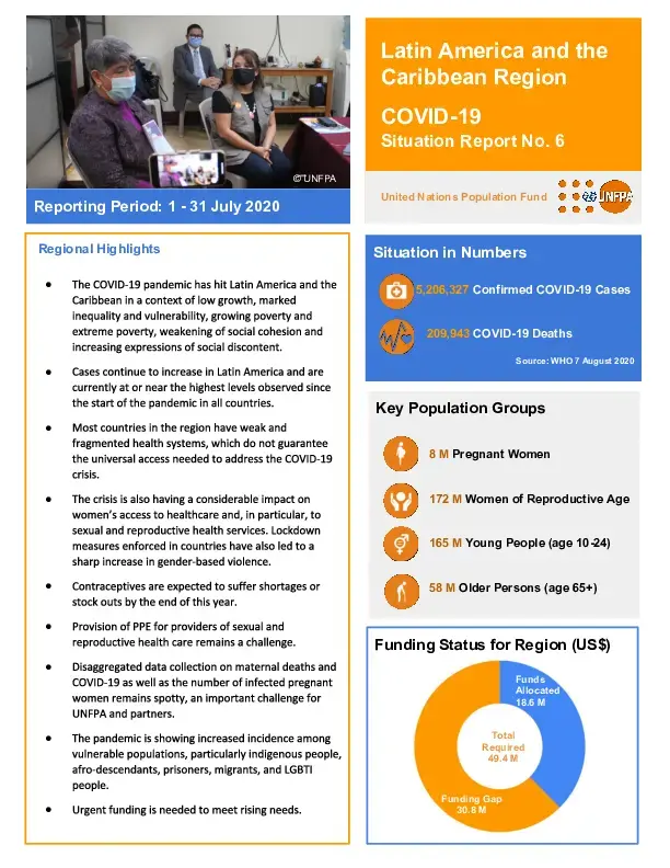 COVID-19 Situation Report No. 6 for UNFPA Latin America and the Caribbean