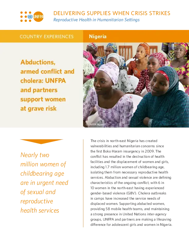Nigeria: Abductions, armed conflict and cholera: UNFPA and partners support…