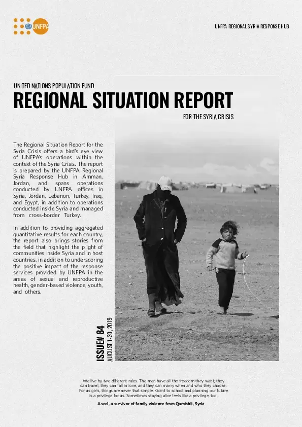 Regional Situation Report for Syria Crisis #84 August 2019