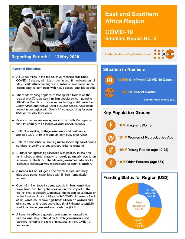 COVID-19 Situation Report No. 3 for UNFPA Eastern and Southern Africa