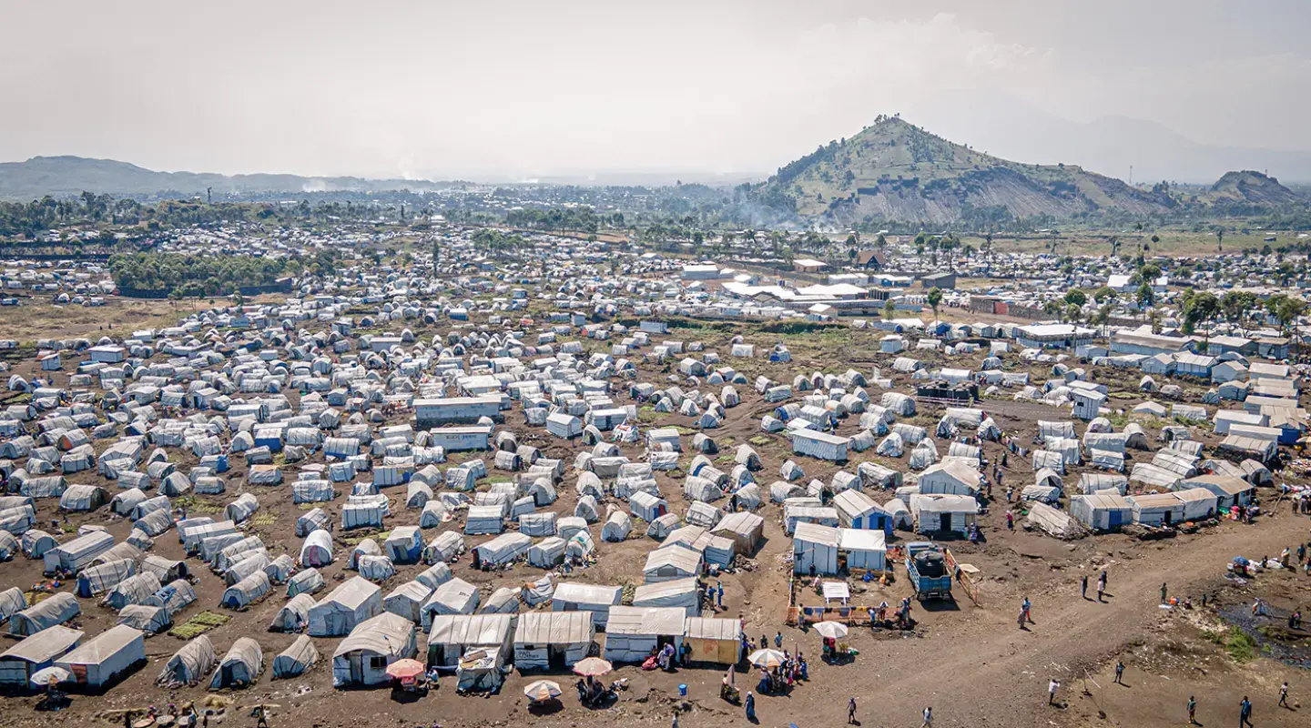 The Bulengo camp, on the outskirts of Goma, North Kivu, is home to more than 120,000 people.