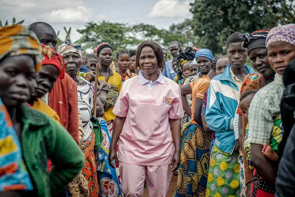 Esther Okunia, 46, is a humanitarian midwife trained by UNFPA. © UNFPA DRC/Junior Mayindu