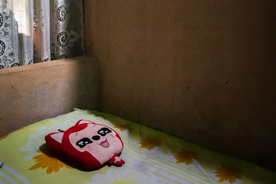 Una almohada en la cama de Lorena.