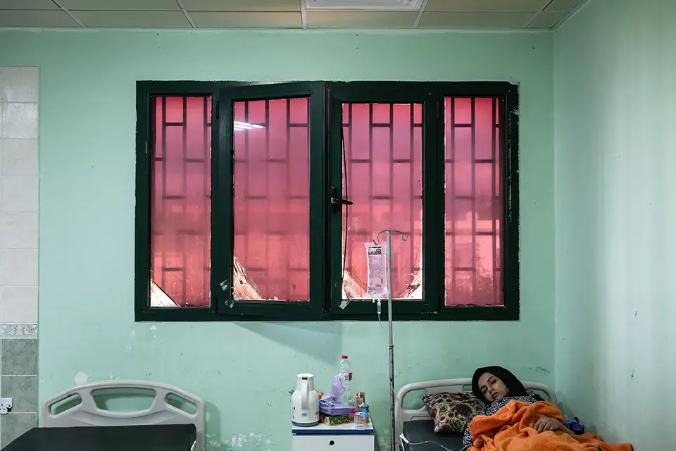 A pregnant woman receives care at a maternity ward supported by UNFPA.